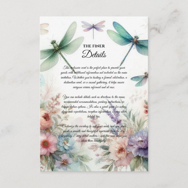Dragonflies and Pastel Florals Enclosure Card Tilläggskort (Framsida)