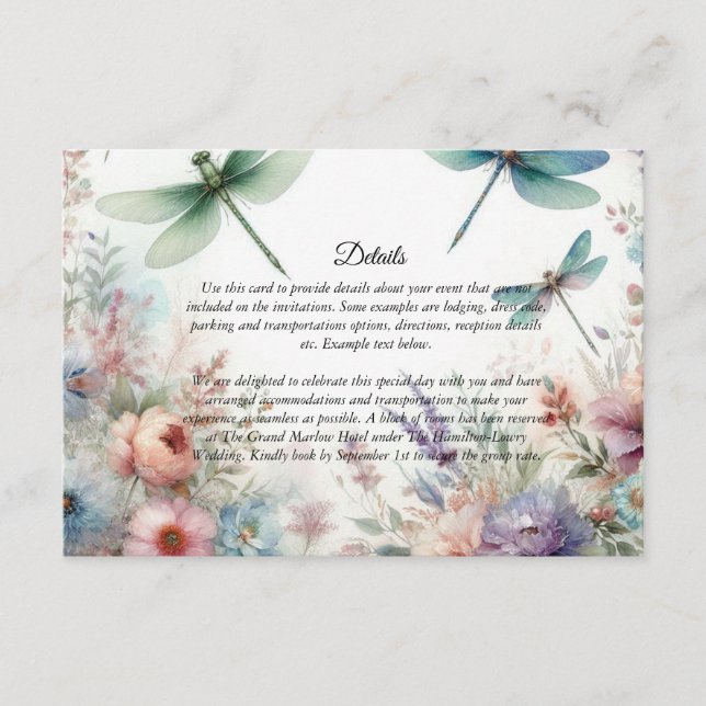 Dragonflies and Pastel Florals Enclosure Card Tilläggskort (Framsida)