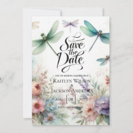 Dragonflies and Pastel Florals Save the Date Spara Datumet