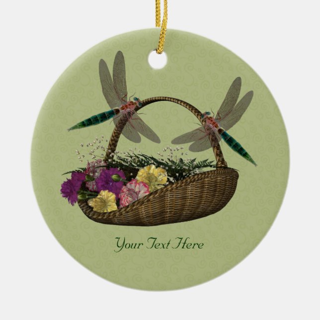 Dragonflies Basket of Flowers Ornament (Framsidan)