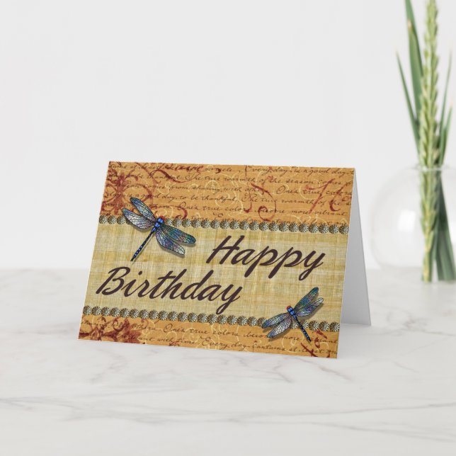 Dragonflies Birthday Card Kort (Framsida)
