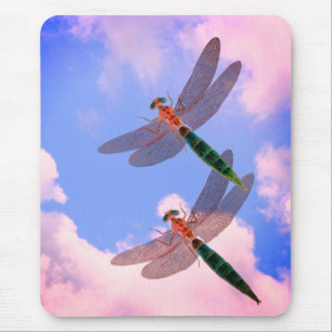Dragonflies Blå himmel Clouds Nature Musmatta