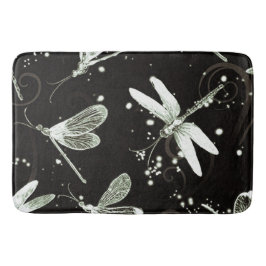 Dragonflies Black & White Large Bath Mat Badrumsmatta