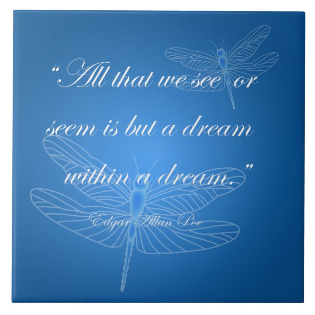Dragonflies Dream Dragonfly Quote 20-tums panel Kakelplatta (Framsidan)