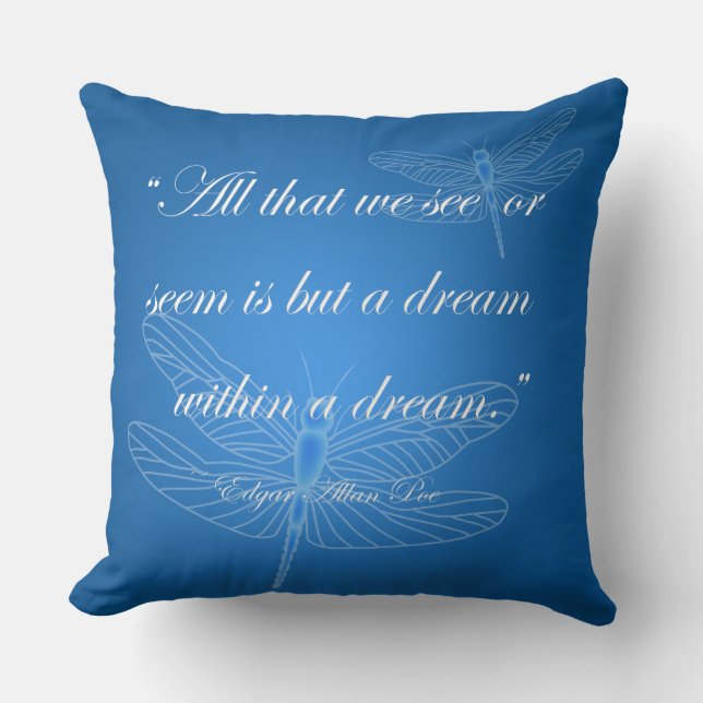 Dragonflies Dream Dragonfly Quote 20-tums Pillow Kudde (Framsida)