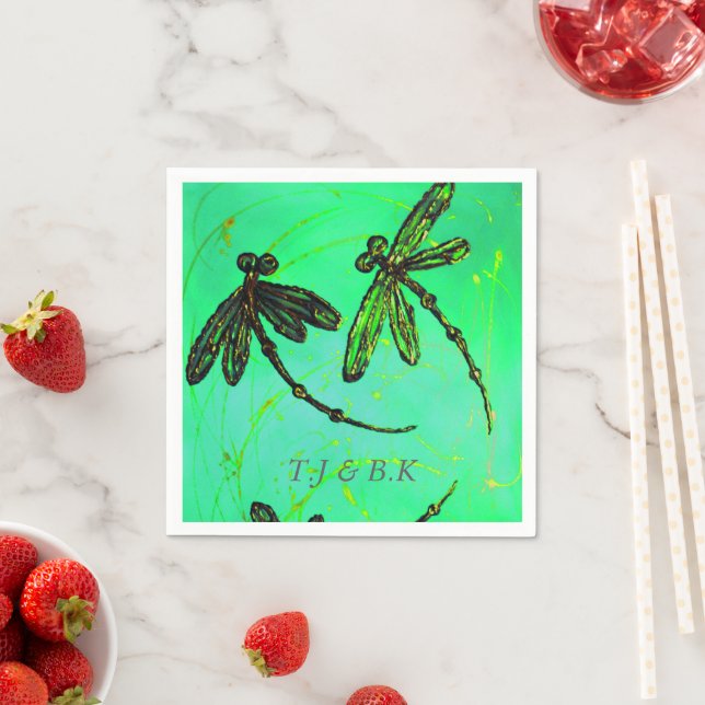 Dragonflies fantastisk Grönt och turkos Twist Pappersservett (Insitu)
