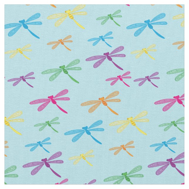 Dragonflies Färgstark Dragonfly Rainbow Tyg (Närbild)
