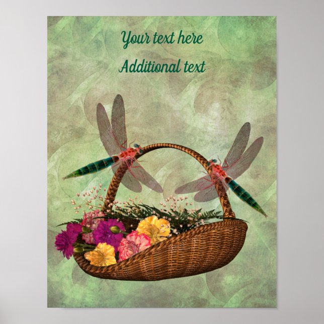 Dragonflies Flower Basket Personlig Poster (Framsidan)