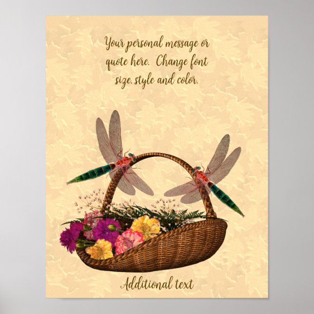 Dragonflies Flower Basket Skapar din egen Poster (Framsidan)
