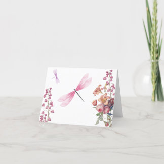 Dragonflies & Flowers Note Card Tack Kort
