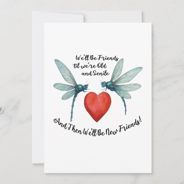 Dragonflies friendship quote funny BFF old senile Julkort (Framsida)
