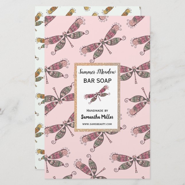 Dragonflies Handmade soap Product Recycled Papper (Fram/baksida)