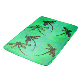 Dragonflies Lime Green Twist Bath Mat Badrumsmatta