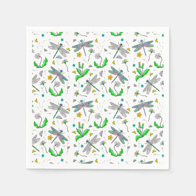 Dragonflies och Dandelions Pappersservett (Framsidan)
