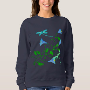 Dragonflies och Flowers Abstrakt Art till Bära T Shirt