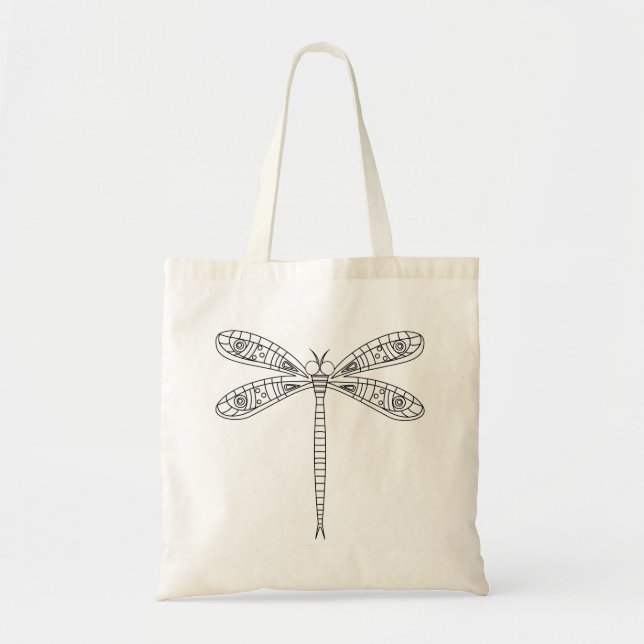 Dragonflies och Lilies Tote to Paint Tygkasse (Framsidan)