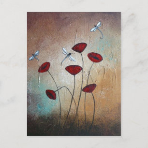 Dragonflies och Poppies Vykort