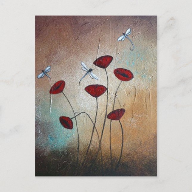 Dragonflies och Poppies Vykort (Framsida)
