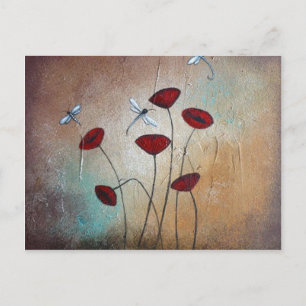 Dragonflies och Poppies Vykort