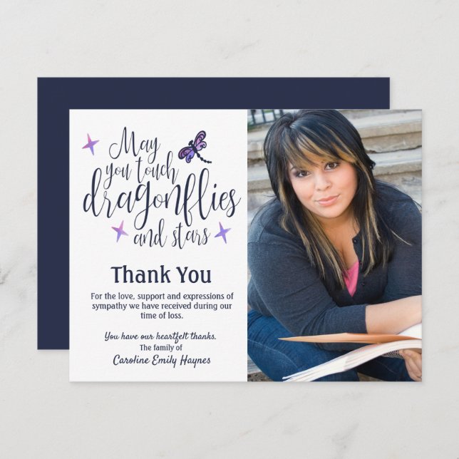 Dragonflies och Stars Tack Funeral Sympathy (Fram/baksida)