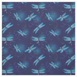 Dragonflies och Swirls Mönster i Midnight Blue Tyg