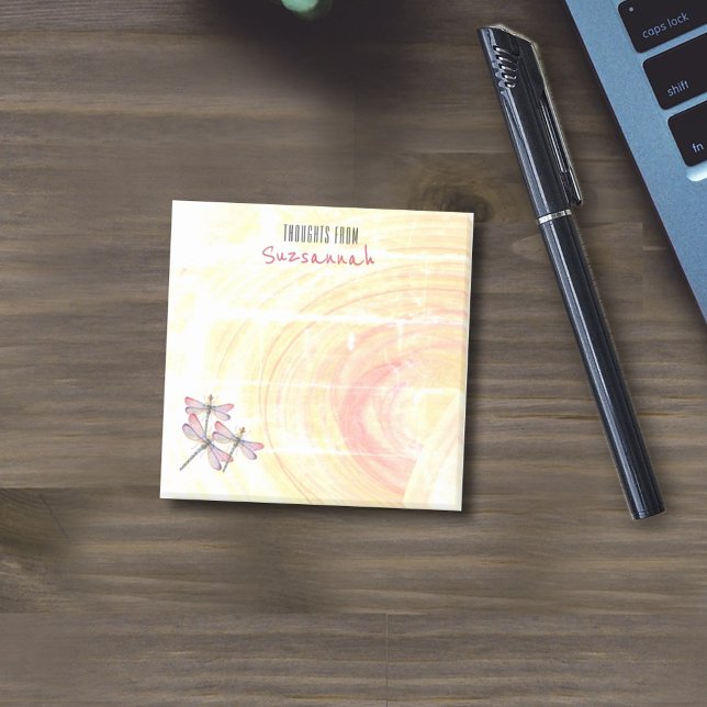 Dragonflies över Pastel Färg Abstrakt Anpassningsb Post-it Block (3" square Post-it® design)