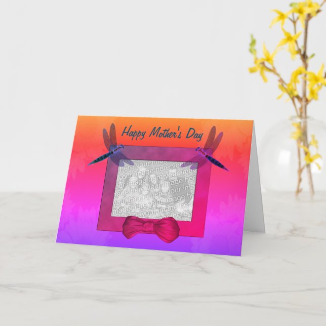 Dragonflies Personlig Photo Mors dag Card Kort (Gul blomma)