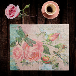 Dragonflies Ro och Guld Handwrite Ephemera Pussel