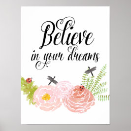 Dragonflies Ro Watercolor Garden Poster