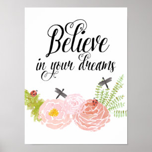 Dragonflies Ro Watercolor Garden Poster