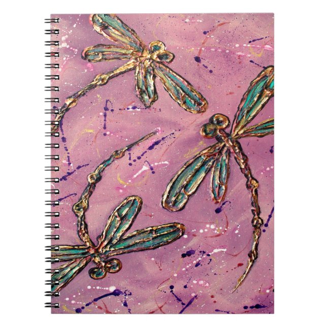 Dragonflies Rosa Fizz Anteckningsbok Med Spiral (Framsidan)