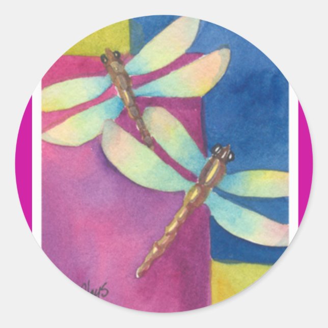 Dragonflies Runt Klistermärke (Framsida)