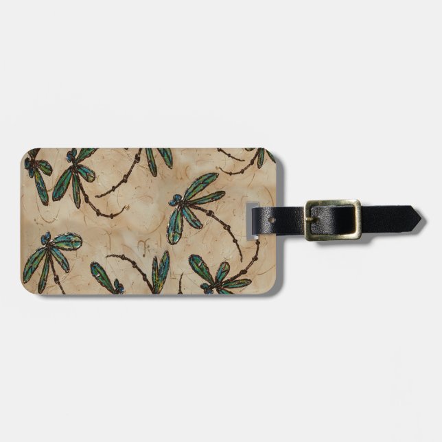 Dragonflies Rustic Cream Bagagebricka (Horisontell Framsida)