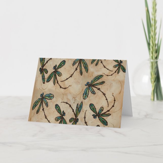 Dragonflies Rustic Cream Helgkort (Framsida)