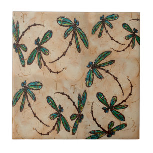 Dragonflies Rustic Cream Kakelplatta