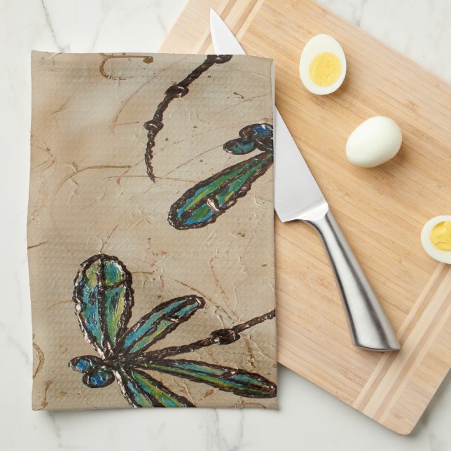 Dragonflies Rustic Cream Kökshandduk (Vikt i Fjärdedel)