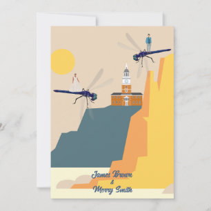 Dragonflies som Flygplan Cliff Castle Bröllop Inbjudningar