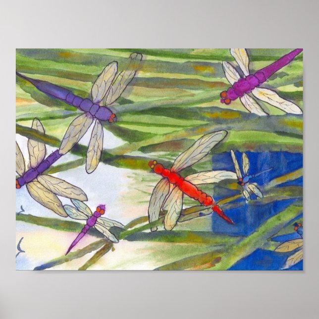 Dragonflies Summer Poster av Roseann Meserve (Framsidan)
