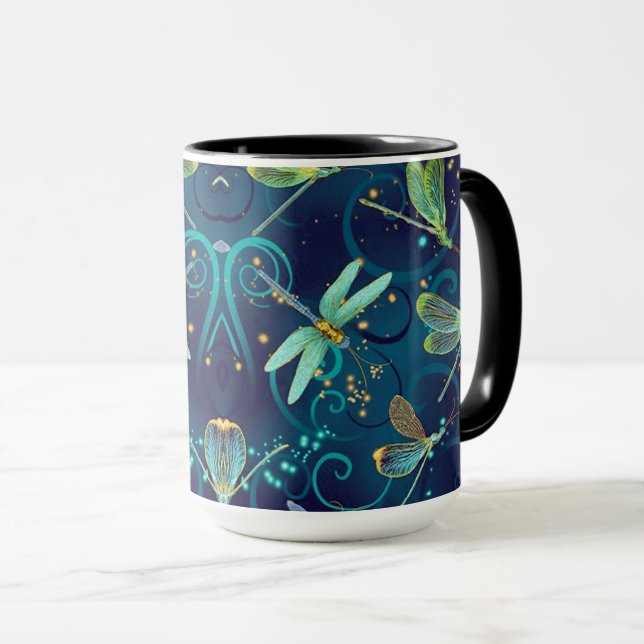 Dragonflies Teal 15oz-kombinationsenhet Mugg (Framsida höger)