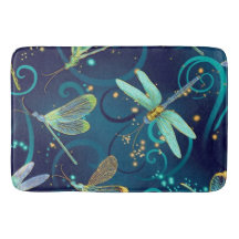 Dragonflies Teal Large Bath Mat