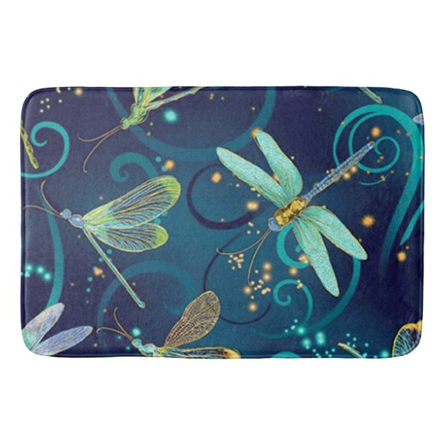 Dragonflies Teal Large Bath Mat Badrumsmatta (Framsidan)