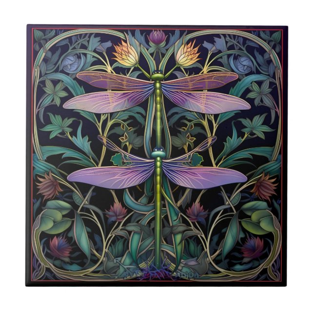 Dragonflies Tile (träckinsamling) Kakelplatta (Framsidan)
