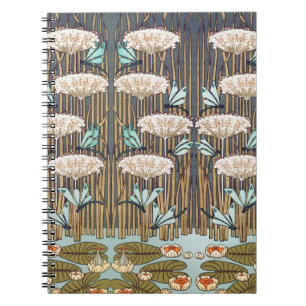 Dragonflies Vatten Lilies Marsh Art nouveau Anteckningsbok