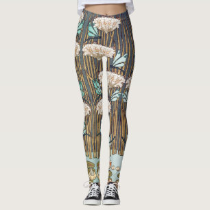 Dragonflies Vatten Lilies Marsh Art nouveau Leggings