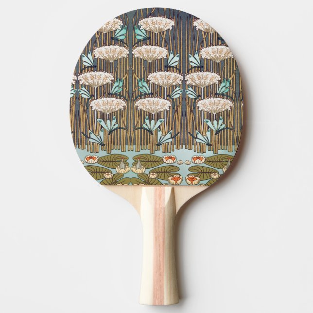 Dragonflies Vatten Lilies Marsh Art nouveau Pingisracket (Framsidan)
