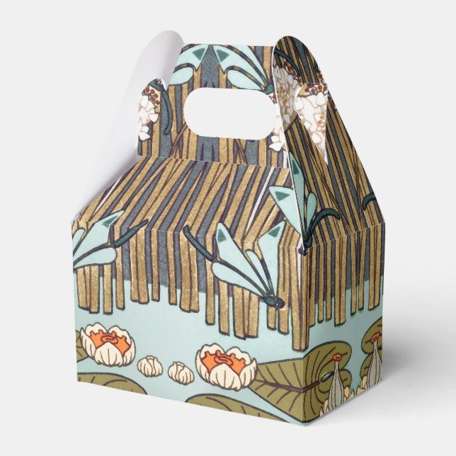 Dragonflies Vatten Lilies Marsh Art nouveau Presentaskar (Framsidan Sidan)