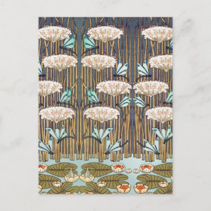 Dragonflies Vatten Lilies Marsh Art nouveau Vykort