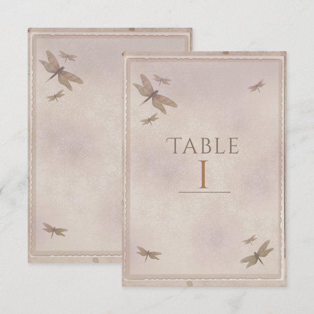 Dragonflies Vintage Dragonfly Chic Bordsnummer (Fram/baksida)