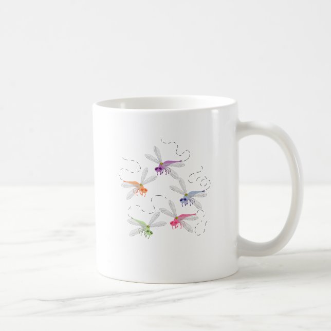 Dragonflies Whimsical Tecknad Art Kaffemugg (Höger)