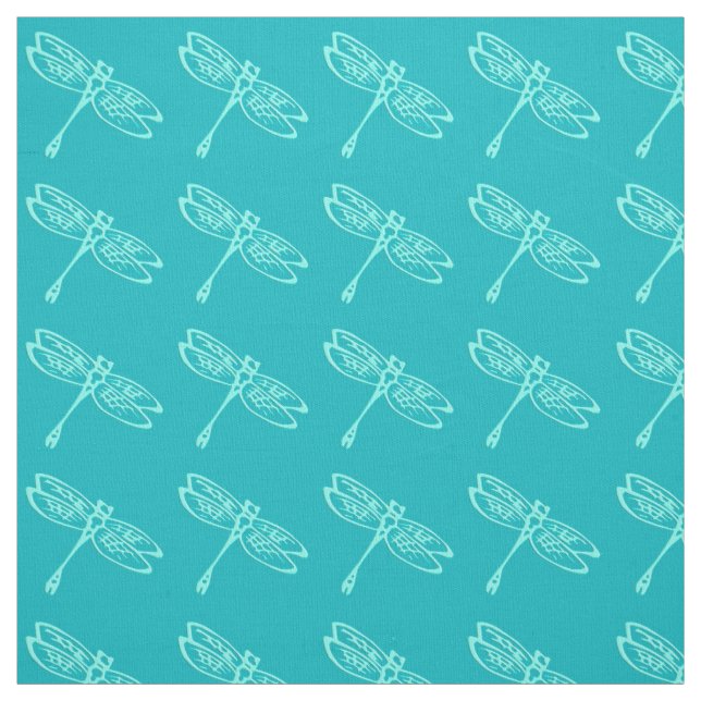 Dragonflugor, blek aqua på turkos tyg (Provkarta)